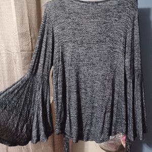 Grey flow sleeve blouse